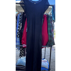 Benjamin A. Vintage Rayon Dress Size 12 Elegant Black Full-Length 90's USA Made